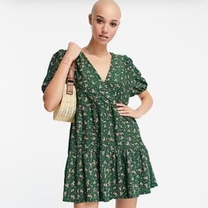 ASOS Design Curve Textured Faux Wrap Mini Dress With Peplum